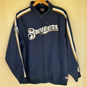 Vintage Milwaukee Brewers Men’s XL Stitches Sweatshirt Blue Zip up Jacket